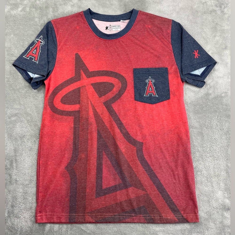 Los Angeles Anaheim Angels Shirt Logo Pocket Red T Shirt Athletic Men Small Klee